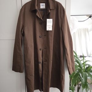 Zara Brown Button-Up Coat